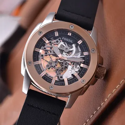 Fossil Modern Machine Automatic Black Leather Men's Watch