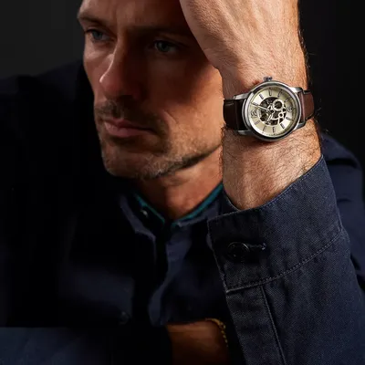 Fossil Leather Analog Beige Dial Men's Watch