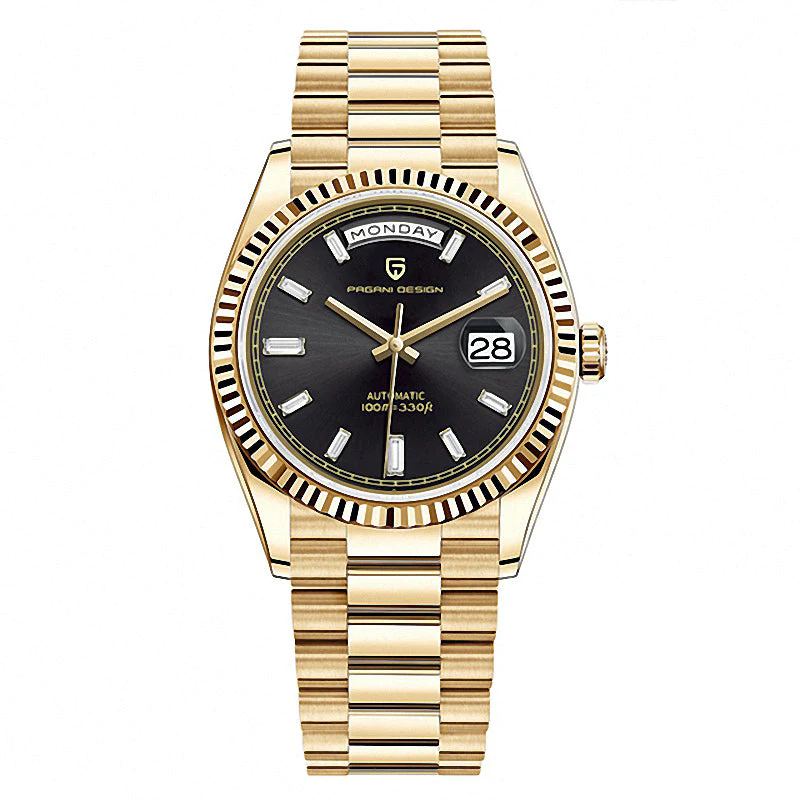 Pagani Design PD-1752 Day-Date Full Gold Black Dial