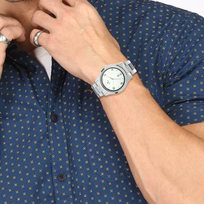 Titan Silver Dial Silver Strap Analog Watch For Men