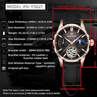 Pagani Design Tourbillon Moon phase Brown Dial Men's