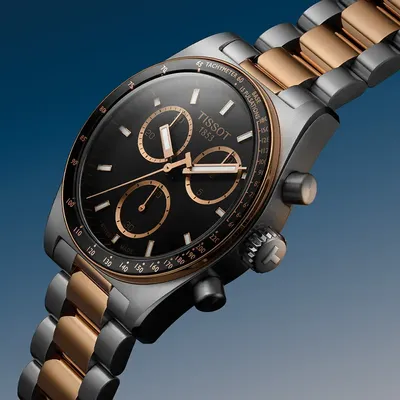 Tissot Chronograph Quartz Men's Two-Tone Black Dial Watch