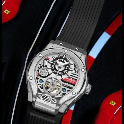 HANBORO Skeleton Silver Dial Automatic Watch