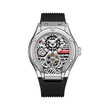HANBORO Skeleton Silver Dial Automatic Watch