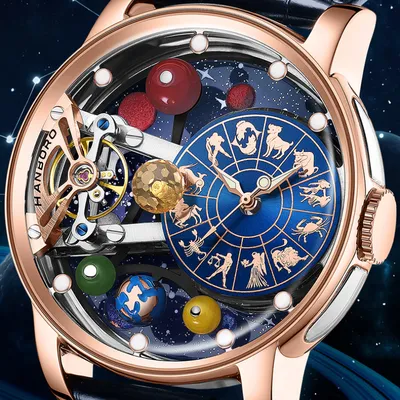 HANBORO Fully Automatic Mechanical Luxury Diamond Dial Stainless Steel Watch