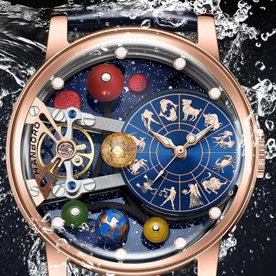 HANBORO Fully Automatic Mechanical Luxury Diamond Dial Stainless Steel Watch