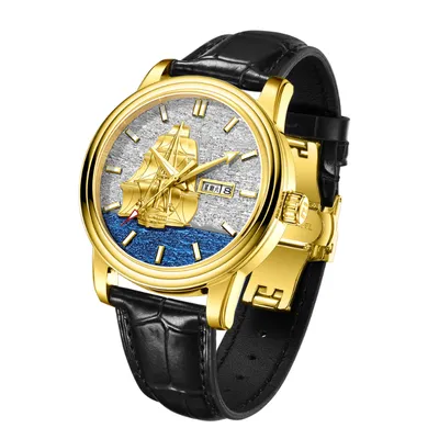 HANBORO Men's Automatic Mechanical Watch Smooth Sailing Series Sailboat Design 