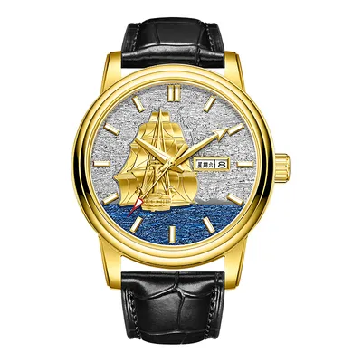 HANBORO Men's Automatic Mechanical Watch Smooth Sailing Series Sailboat Design 