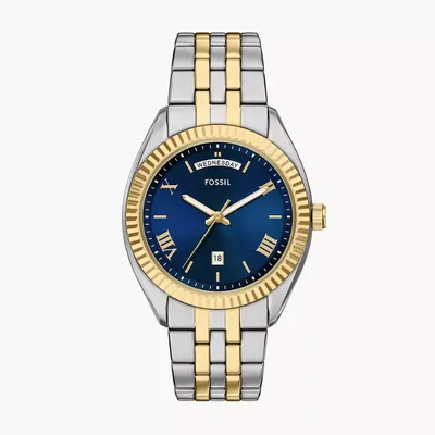 Fossil Campbell Blue Dial 42mm 2 tone Men's Watch - FS6141