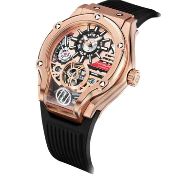 HANBORO Warcraft Series Men's Geometric Skeleton Automatic Hollow Mechanical Watch Waterproof Sports Declaration Watch