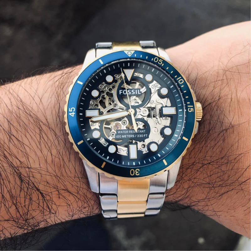 Fossil FB-01 Automatic Skeleton Blue Dial Men's Watch