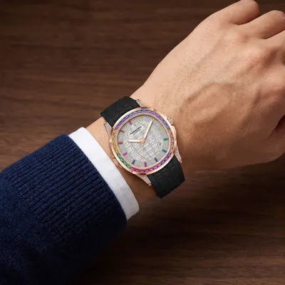 HANBORO Square Crystal Automatic Black Rose Gold Men's Watch
