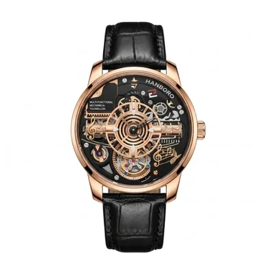 HANBORO HAO-1030 Multifunctional Musical Skeleton Tourbillon Watch