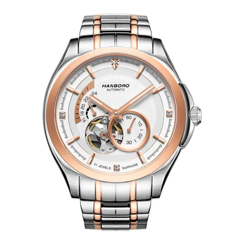 HANBORO Trendy Skeleton Automatic Mechanical Watch with Luminous Display 
