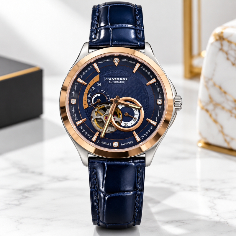 HANBORO Open Heart Multi-Dial Men's Watch