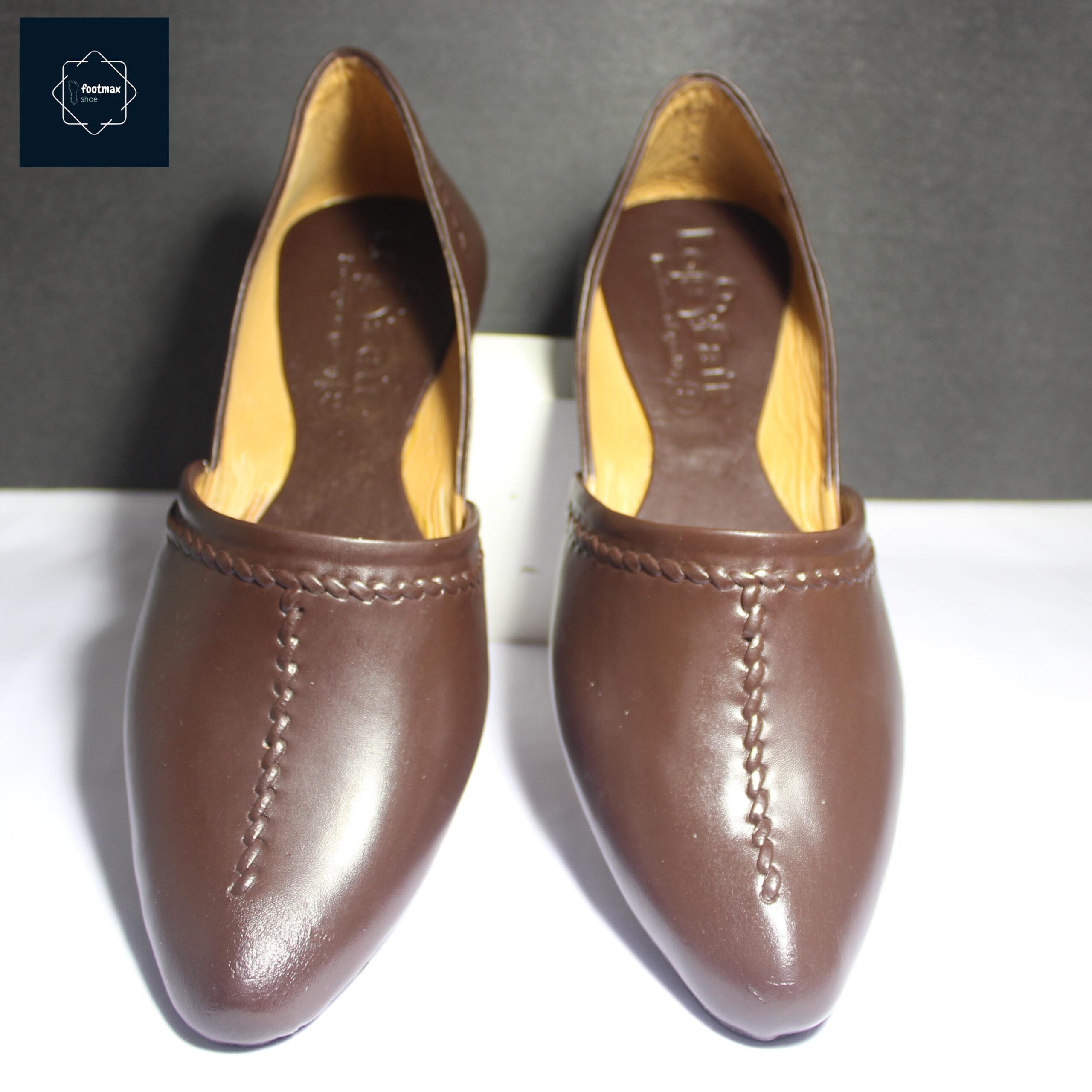 Footmax Men’s Black Leather Ethnic Flats – Handcrafted Detail