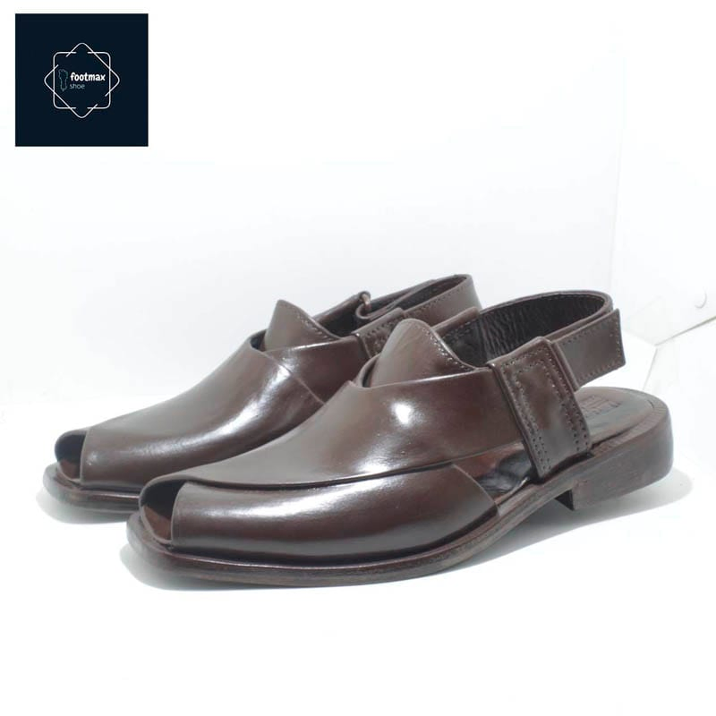 Embrace timeless elegance with our Black Leather Kabuli Sandals