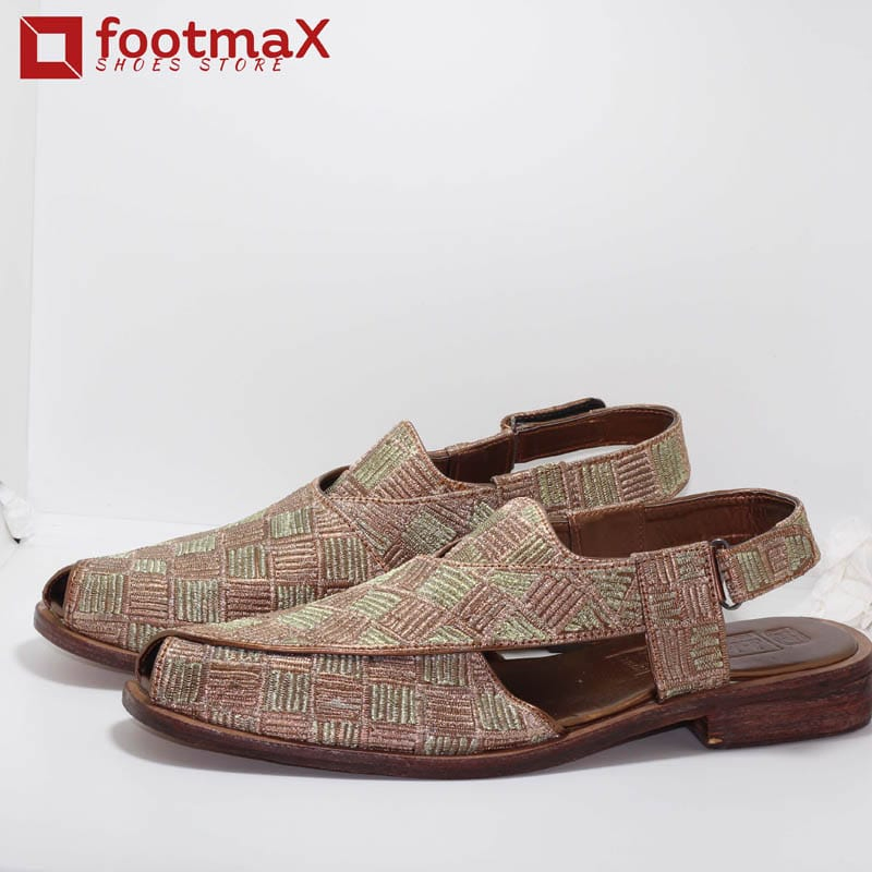 Step into a world of elegance and tradition with our exquisite Golden Color Men’s Kabuli Sandals