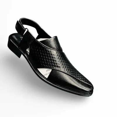 Metro Men’s Black Patent Leather Ethnicwear Pathani Sandal