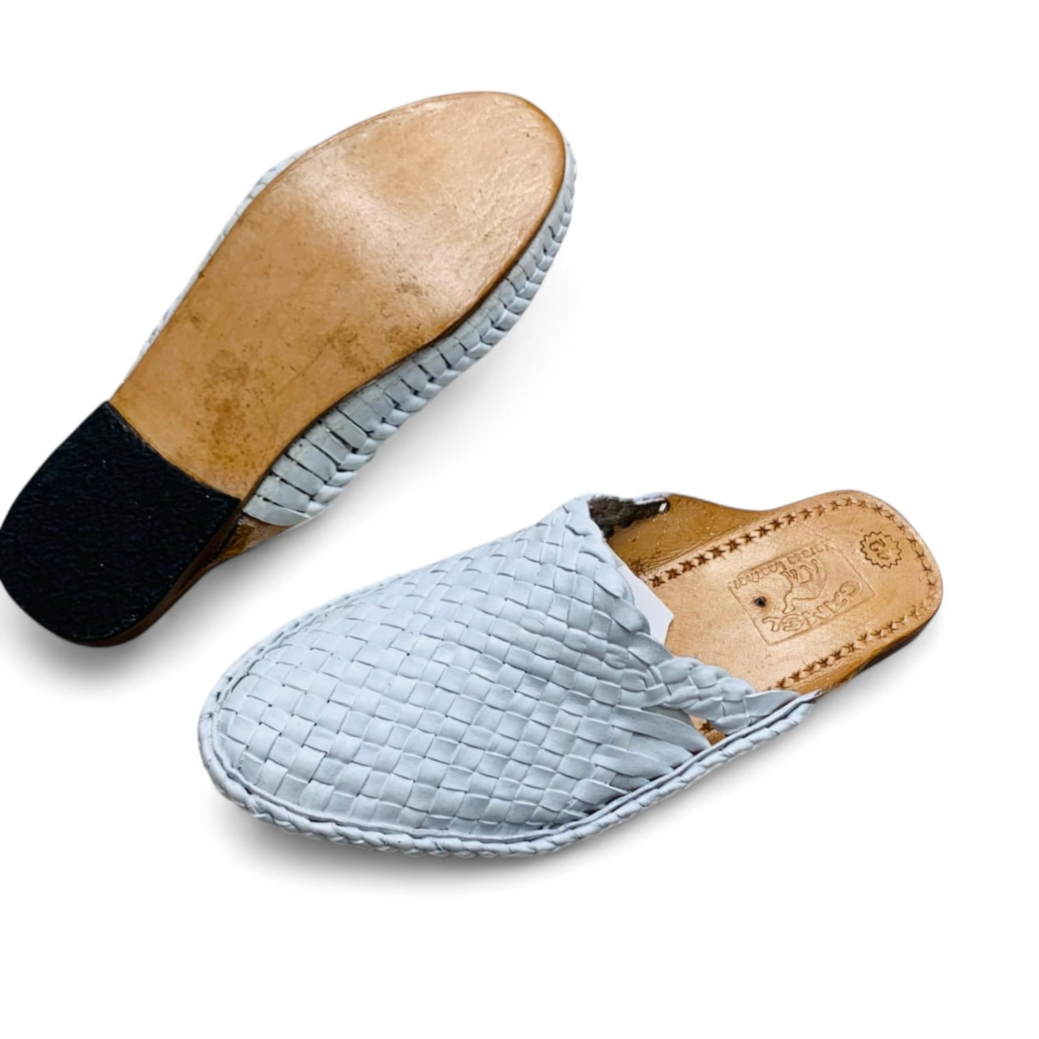 Handcrafted Woven Leather Mule Slippers – Kolhapuri Inspired