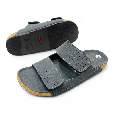 Men’s Grey Adjustable Cork Slide Sandals