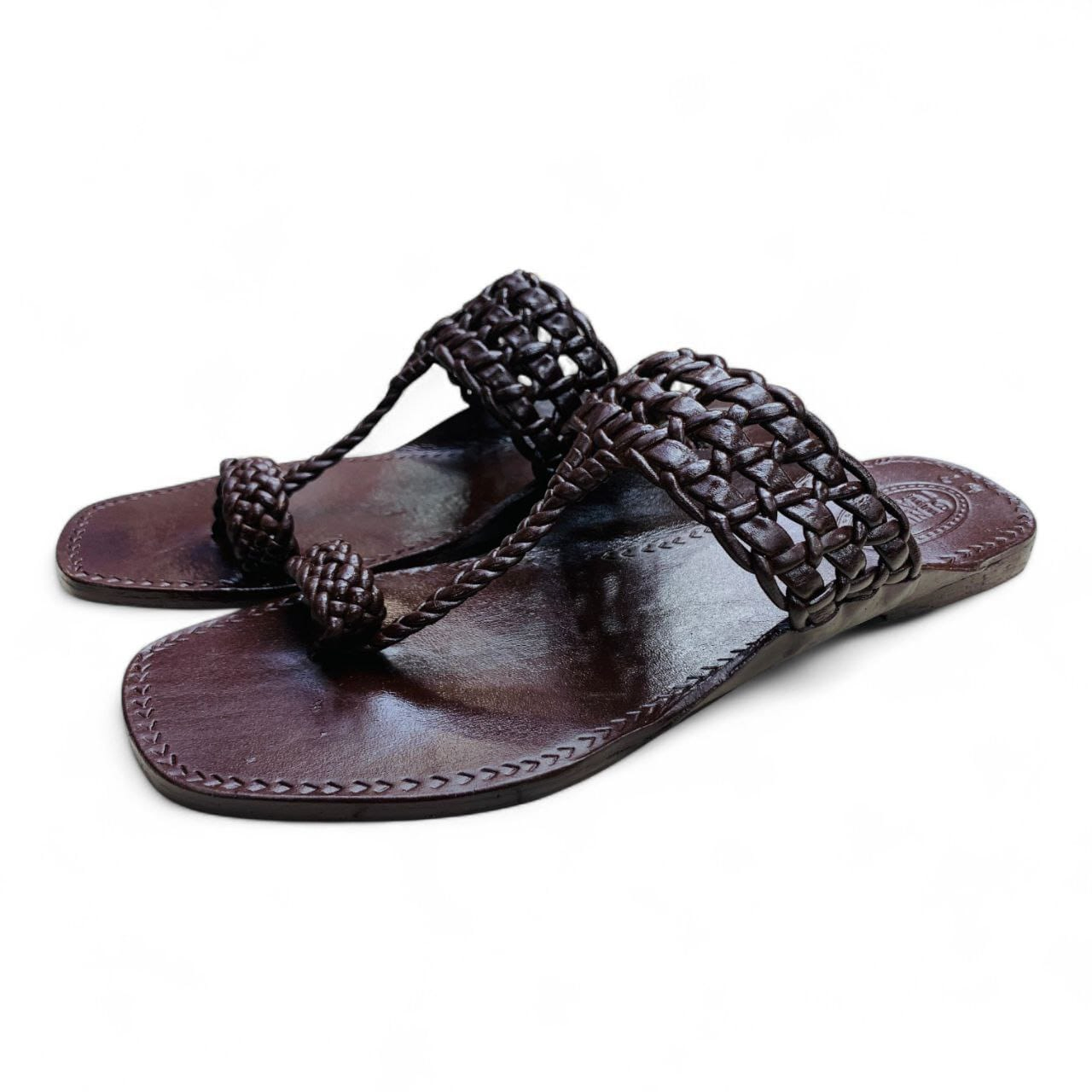 Original Leather Men Kalaphuri Sandals Black  Brown Sizes 44-46 Handmade Casual Sandals 