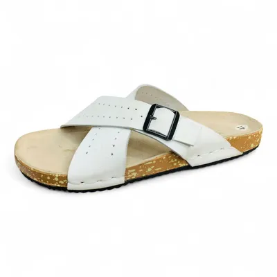 Men’s White Cork Sandals  Lightweight & Comfortable Casual Summer Footwear