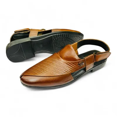 Men’s Black Leather Peshawari Sandals Traditional & Stylish  Footmax.com.bd