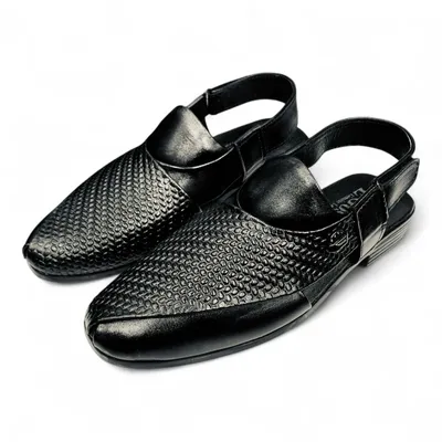 Men’s Black Leather Peshawari Sandals Traditional & Stylish  Footmax.com.bd