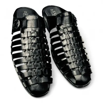 Men’s Brown Netted Leather Sandals – Classic Comfort & Style