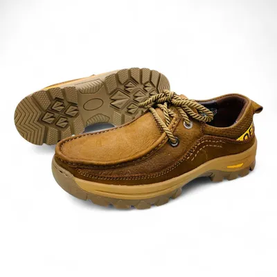 Men’s Brown Rugged Leather Casual Shoes – Durable Grip & Comfort Fit