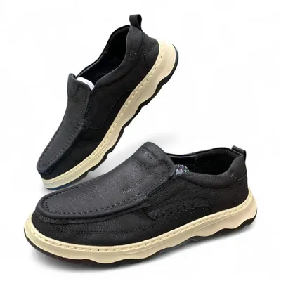 Men’s Black Leather Loafers – Smart Casual Slip-On Shoes