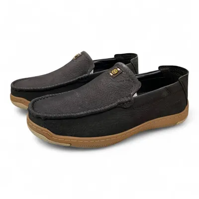 Men’s Black Leather Loafers – Casual Comfort Slip-On Shoes