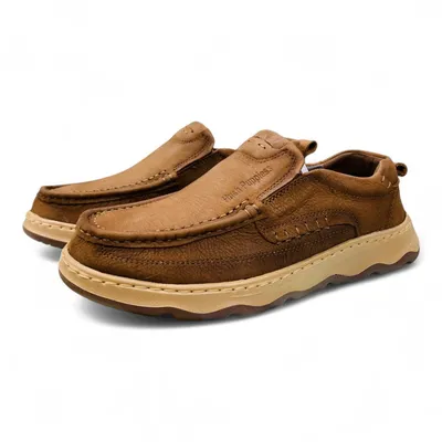 Men’s brown Leather Loafers – Smart Casual Slip-On Shoes