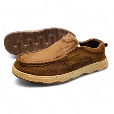 Men’s brown Leather Loafers – Smart Casual Slip-On Shoes