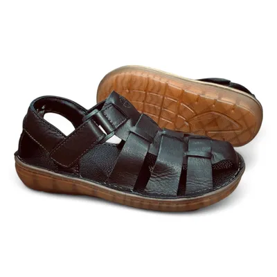 Men’s Black Leather Fisherman Sandals – Rugged Style & Comfort (Vietnam Made)