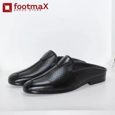 Pure leather men’s half shoes pure black shoes