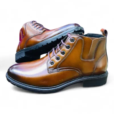 Premium Brown Leather Ankle Boot for Men Stylish Formal & Semi-Casual Boots