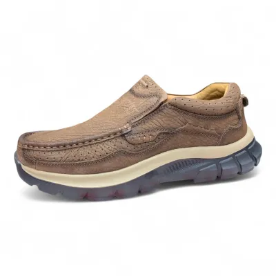 Rugged Brown Slip-On Shoes Breathable Comfort & All-Terrain Grip 