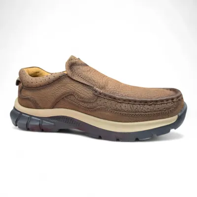 Rugged Brown Slip-On Shoes Breathable Comfort & All-Terrain Grip 