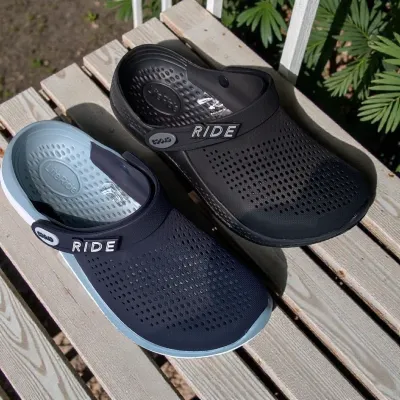 Ultra-Lightweight Comfort Clogs Sandals – Black with White Sole – Sizes 35 to 42