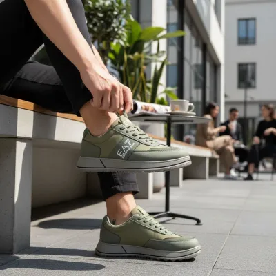 EA7 Green Sneakers — Premium Streetwear with Branded Style 