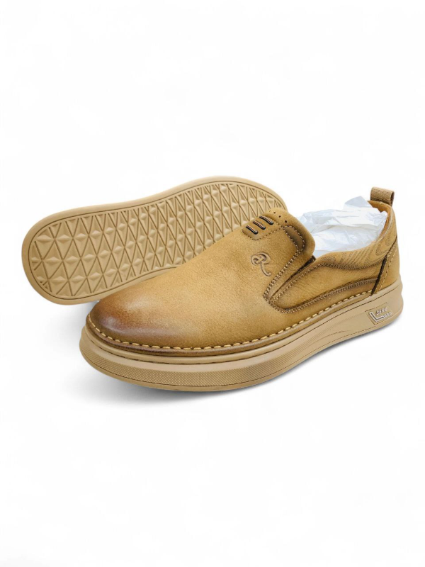 Brown & Tan Slip-On Casual Shoes — Rugged Comfort with Stitch Detailing |