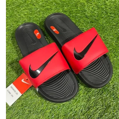 Nike Benassi JDI Slides Red Strap & Black Sole 