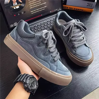 Spring Men's Casual Versatile Trendy Shoes Burgundy Ins Niche Design Loafers American High Street