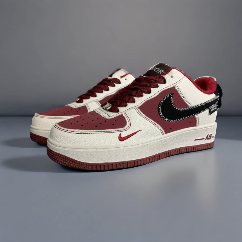 Custom Nike Air Force 1 — Maroon DIOR Edition 