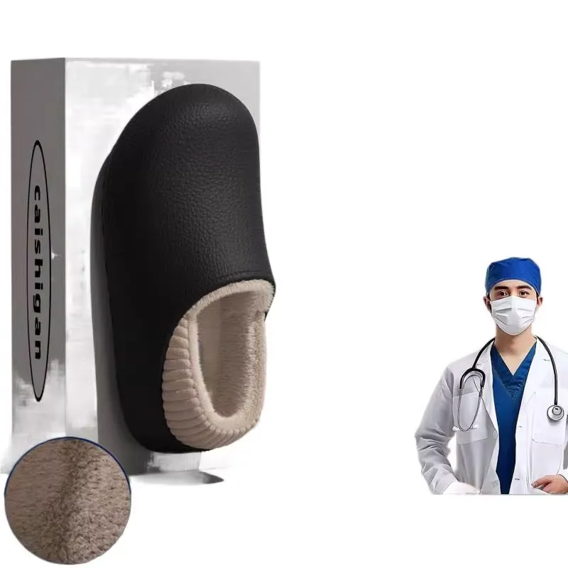 Operating Room Waterproof Cotton Slippers for Women to Wear in Winter Fleece-Lined to Heattech Thick-Soled Home Non-Slip 