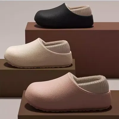 Operating Room Waterproof Cotton Slippers for Women to Wear in Winter Fleece-Lined to Heattech Thick-Soled Home Non-Slip 