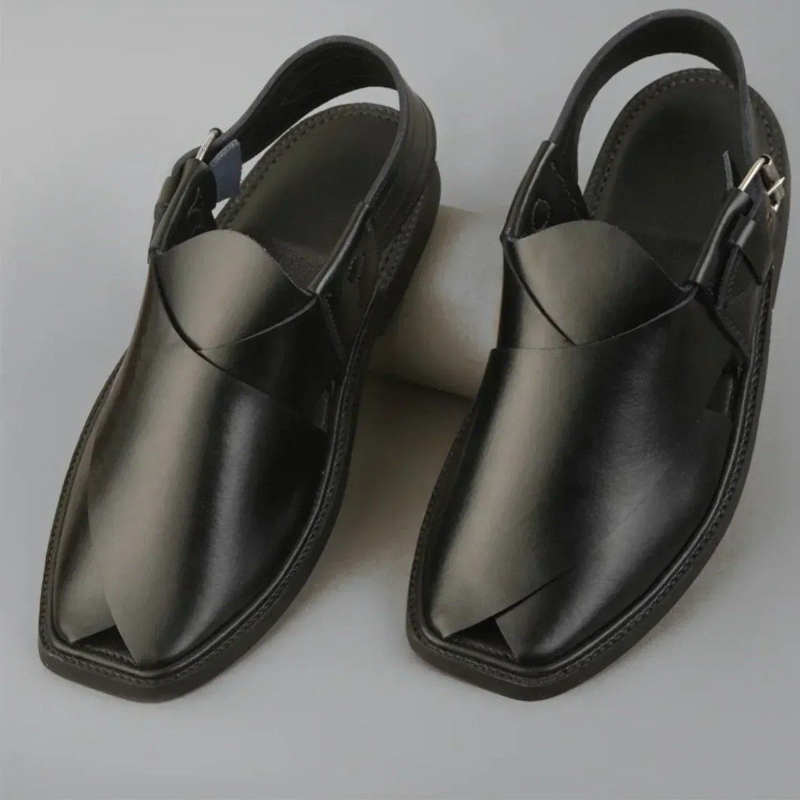 Peshawri Chappal in Black by Khan's Wear  High Quality Men Peshawri Chappal 