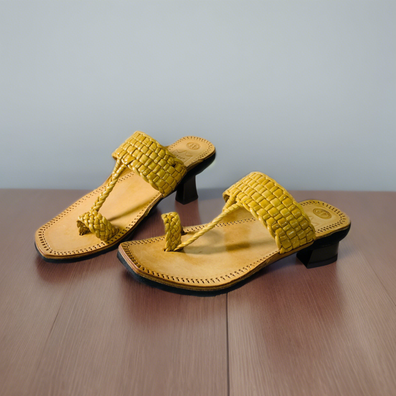 Black Kolhapuri Chappals Handcrafted Leather Sandals 